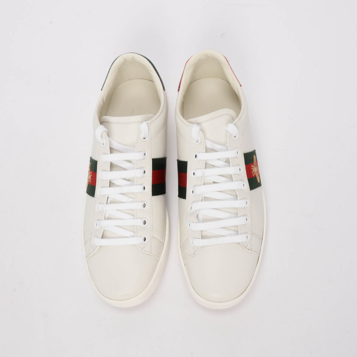 Gucci White Calfskin Bee Embroidered Ace Sneakers 40