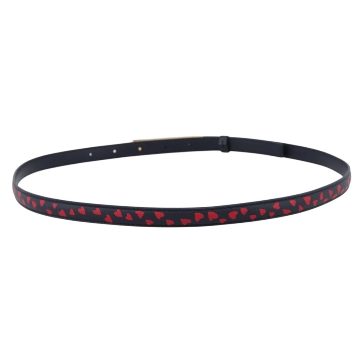 Dior Dark Navy Heart Print Skinny Belt