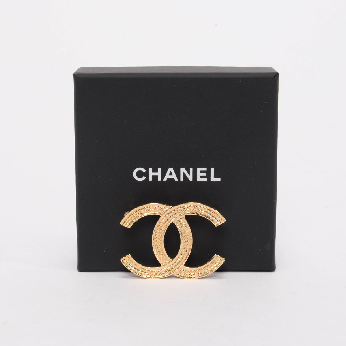 Chanel Gold Olive-Leaf Detail CC Brooch