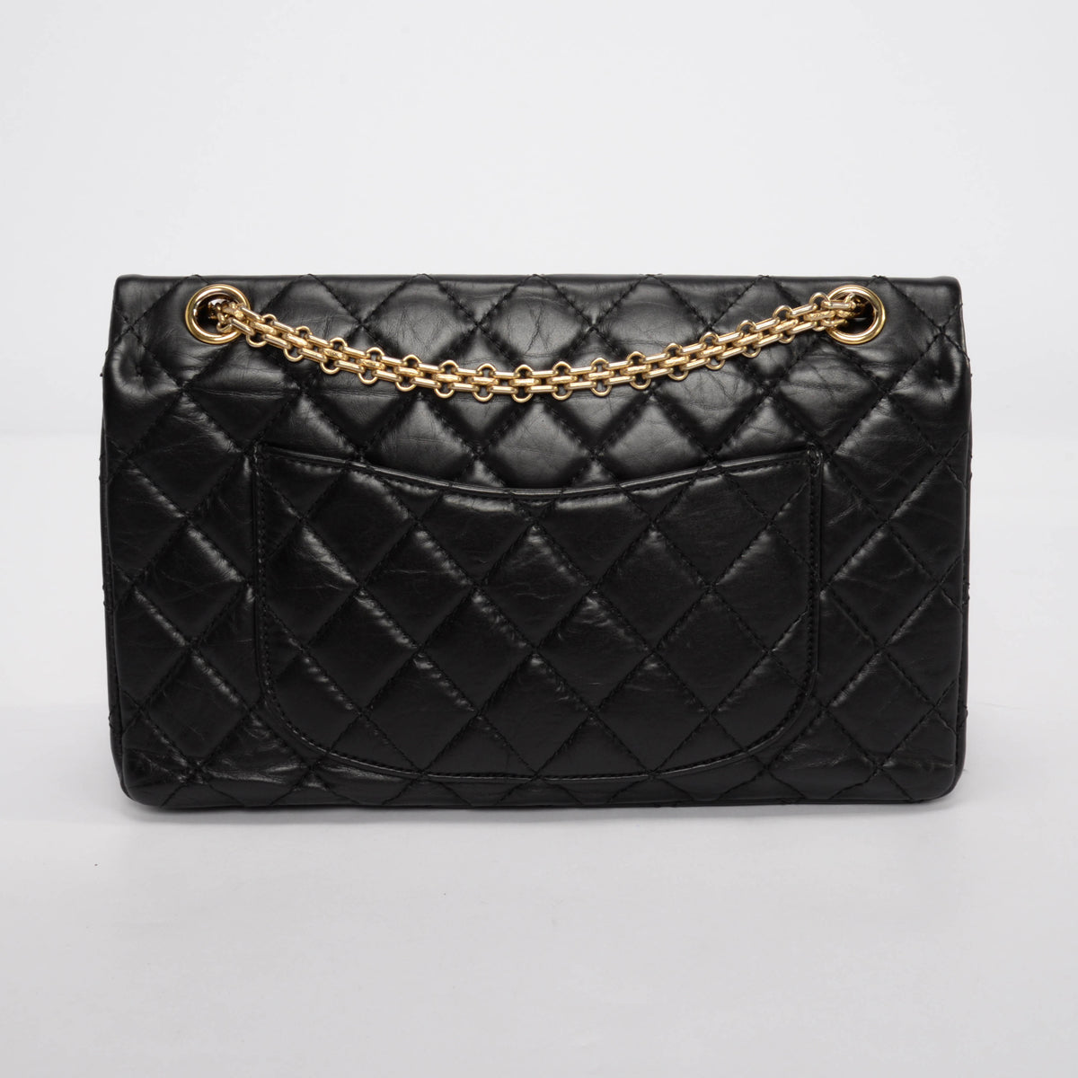 Chanel Black Distressed Calfskin 2.55 Reissue 227 Flap Bag