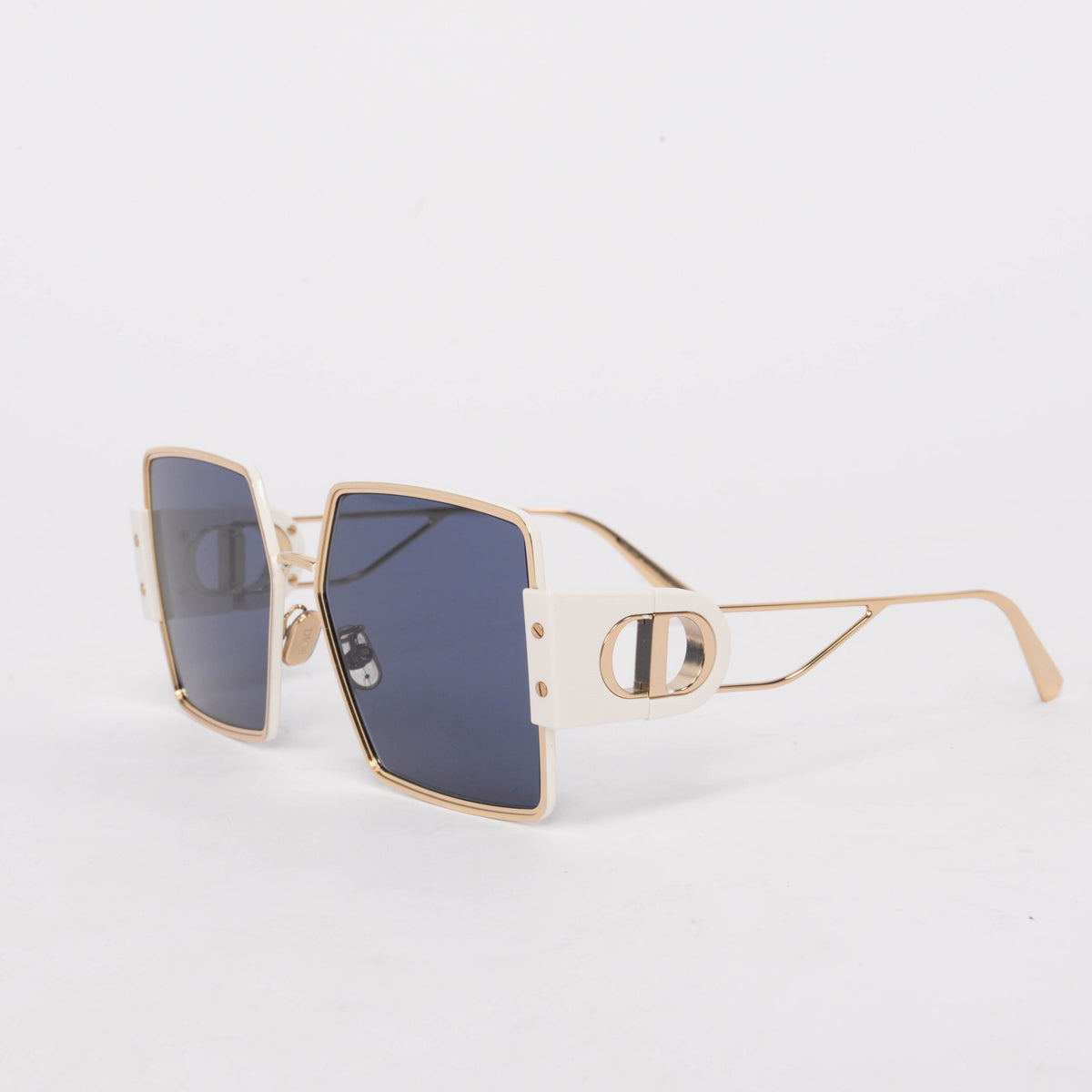 Dior White & Gold 30Montaigne Square Sunglasses