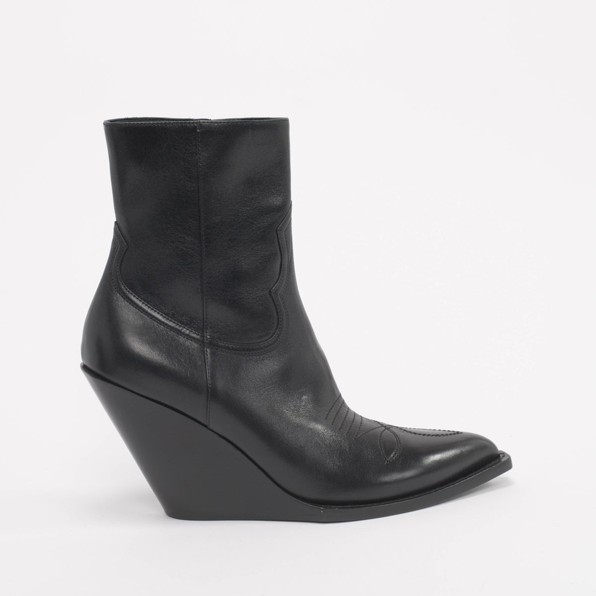 Celine Black Calfskin Moon Zipped Boots 40