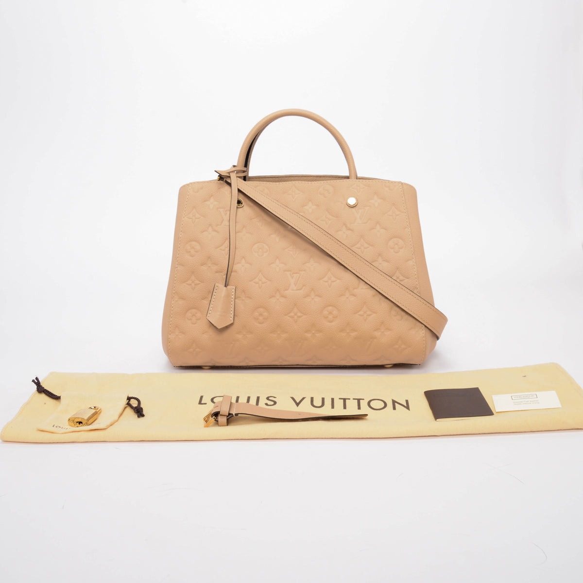 Louis Vuitton Beige Monogram Empreinte Montaigne MM Bag