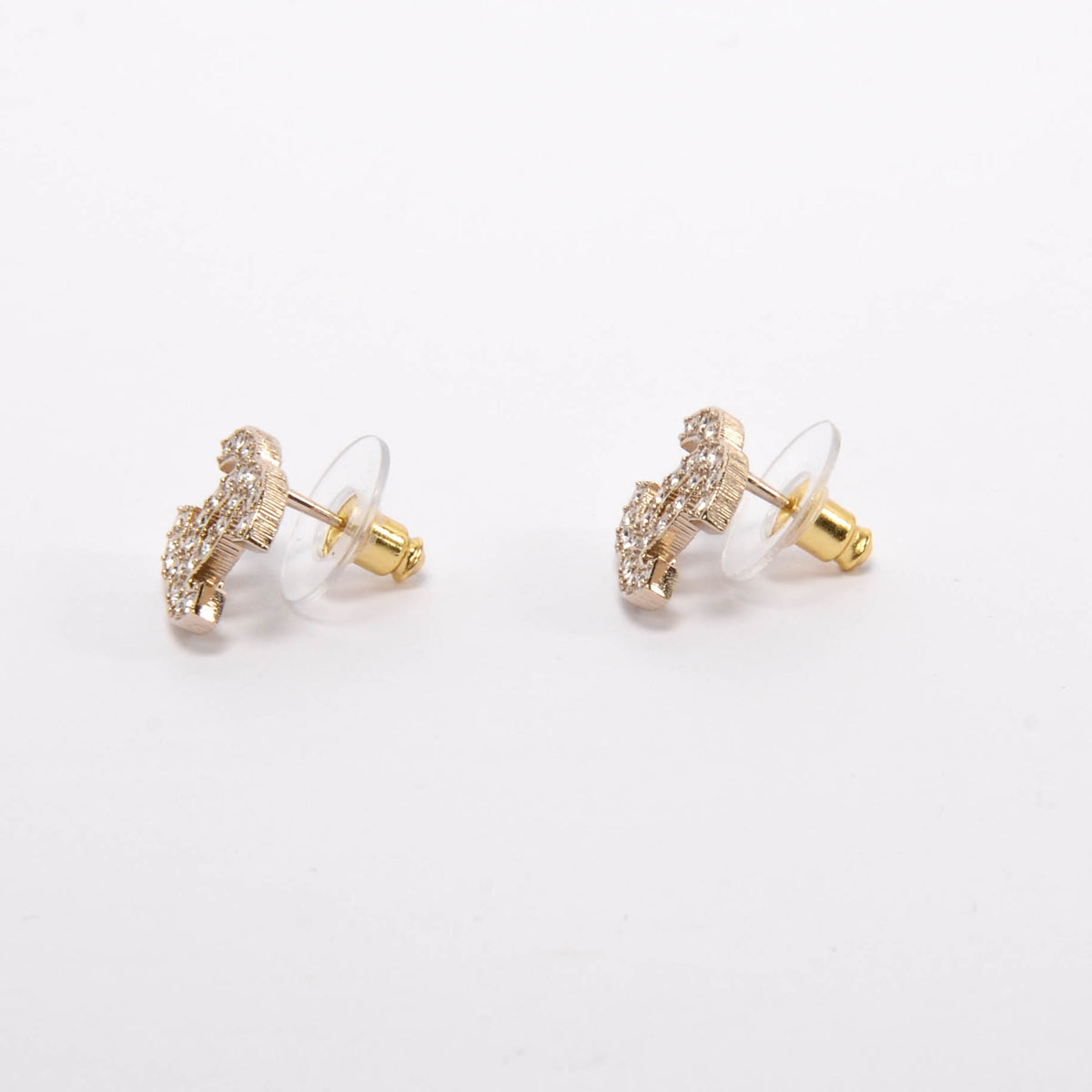 Chanel Light Gold Crystal CC Earrings