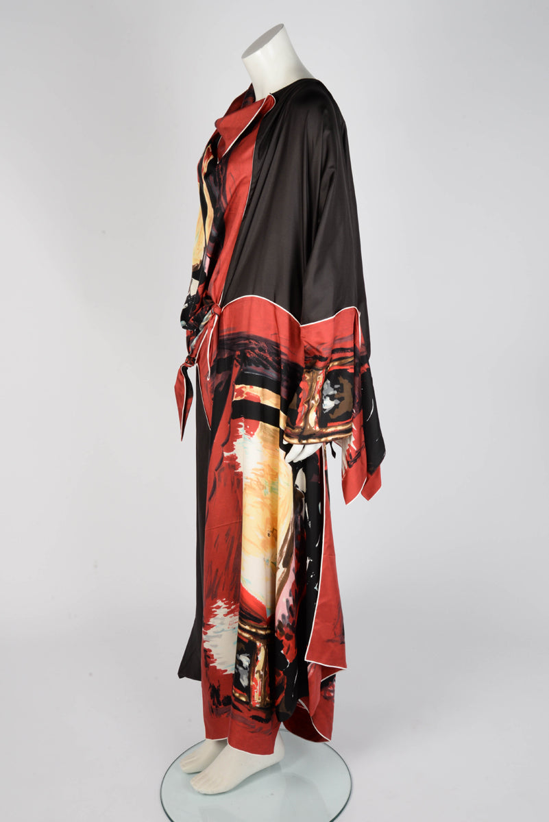 Celine Multi Colour Silk Knot Draped Maxi Dress FR 36