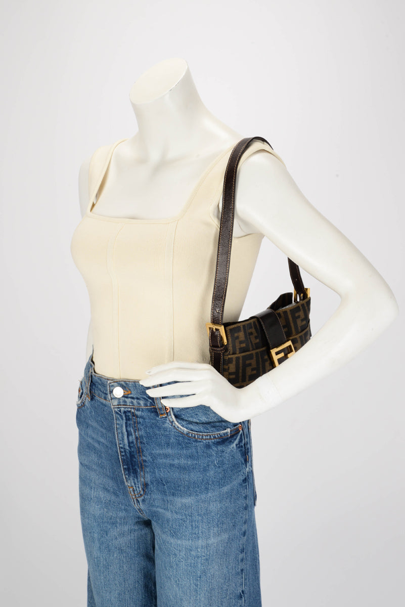 Fendi Tobacco Zucca Canvas Open Baguette Bag