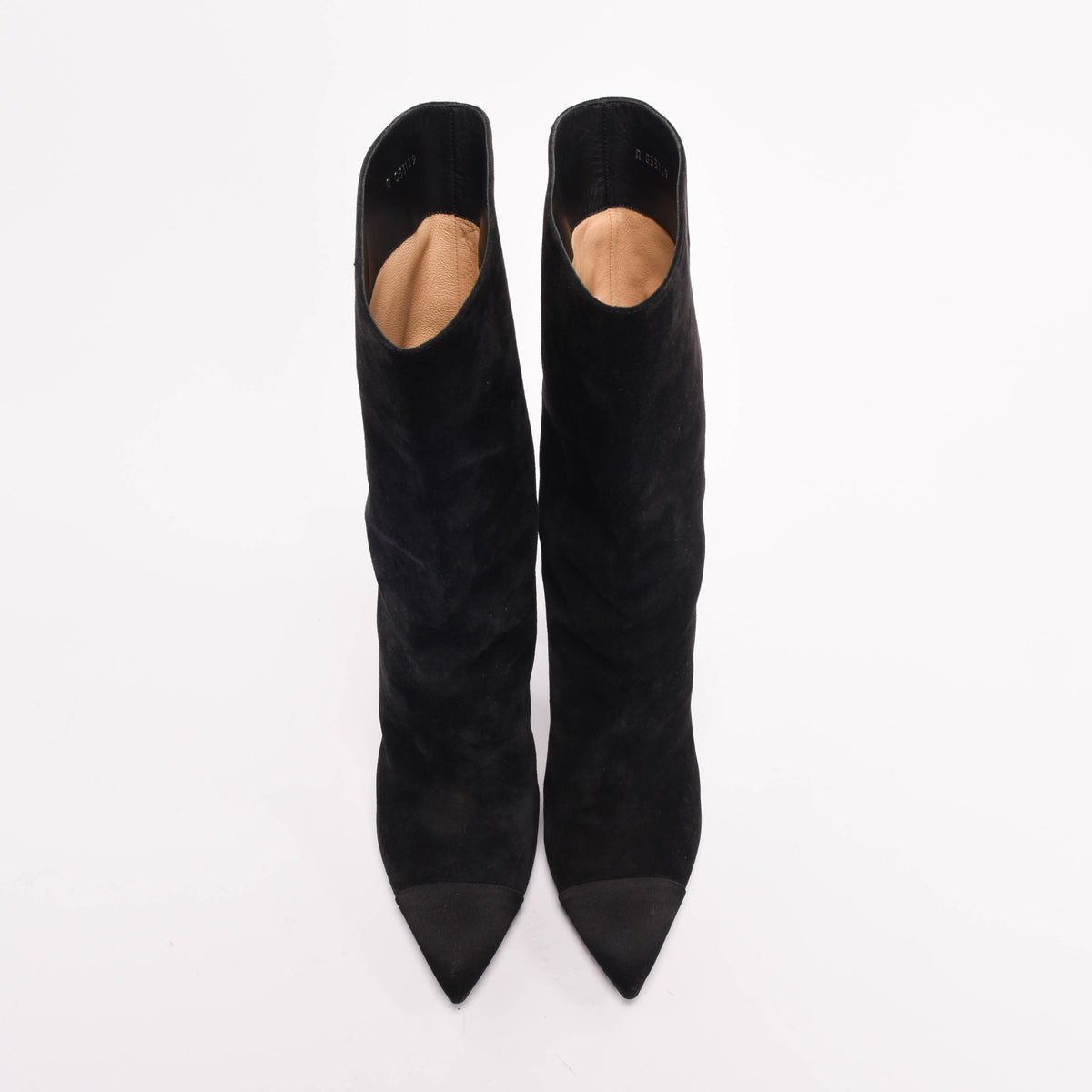 Chanel Black Suede Cap Toe Gabrielle Logo Boots 41