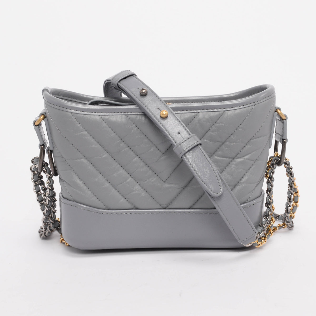 Chanel Grey Aged Calfskin Small Gabrielle Bag