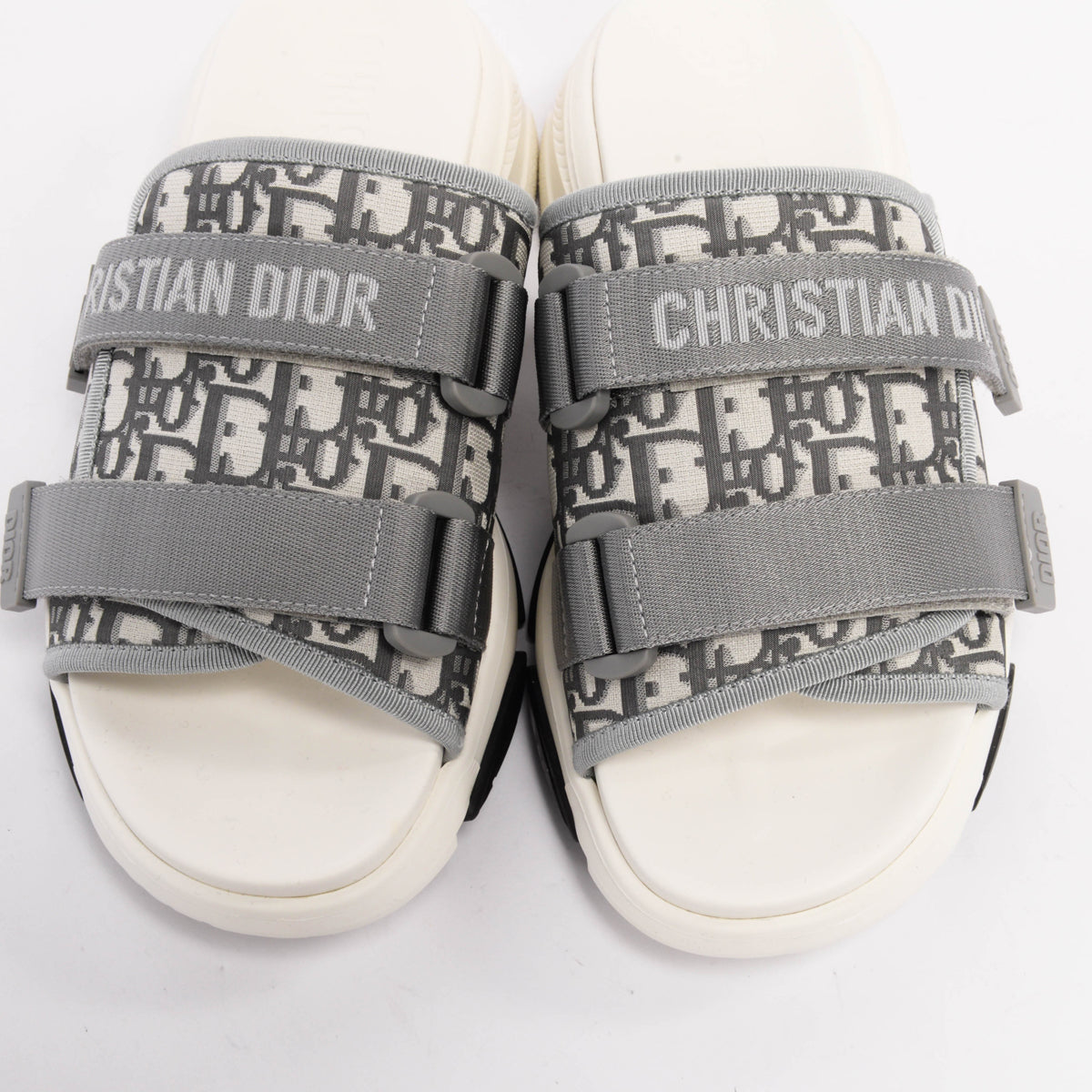 Dior Grey Oblique Canvas D-Wander Slides 38