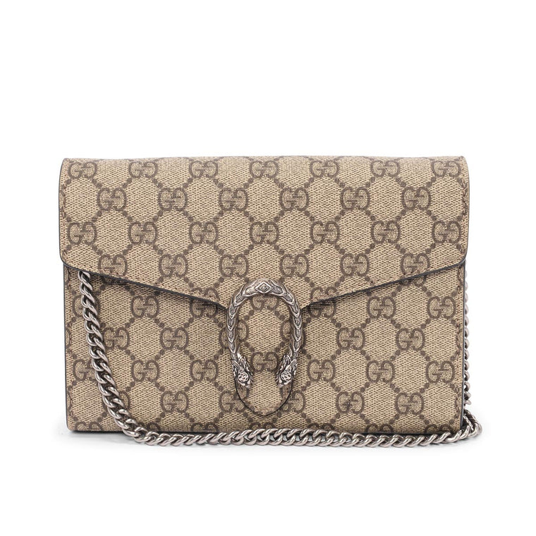 Gucci Beige GG Supreme Dionysus Wallet on Chain
