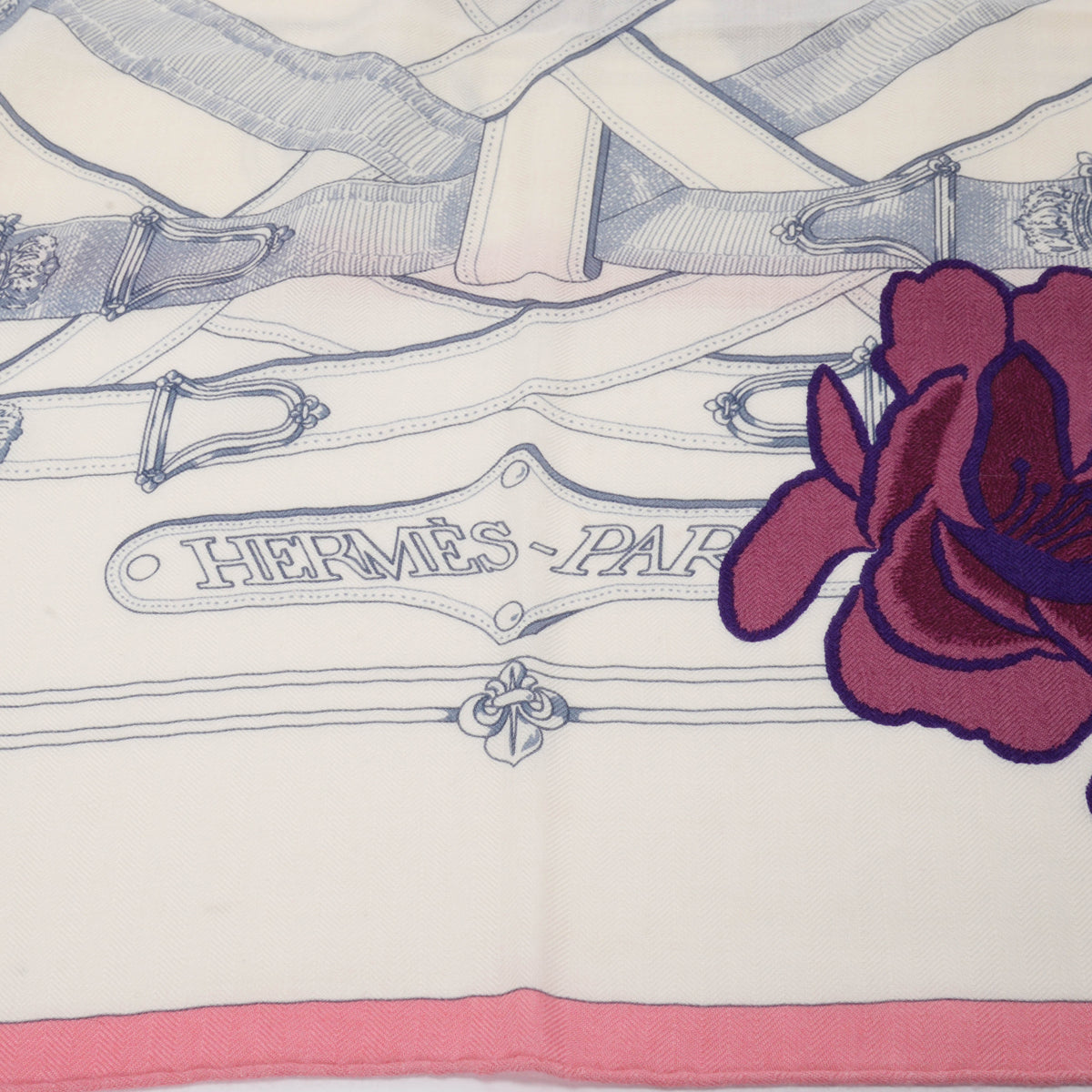 Hermes Pink Cashmere & Silk Cavalcadour Fleuri Shawl