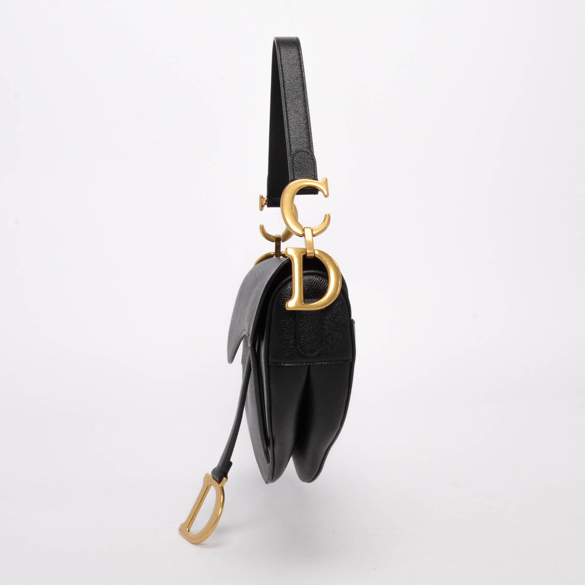 Dior Black Grained Calfskin Saddle Bag