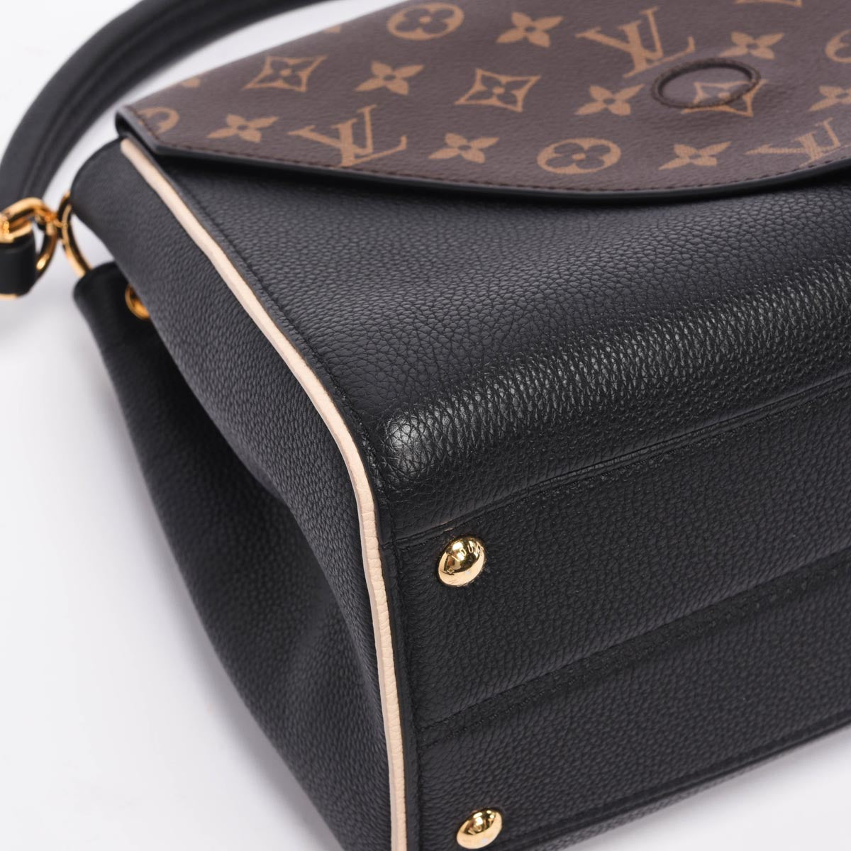 Louis Vuitton Black & Monogram Grained Calfskin Double V Bag