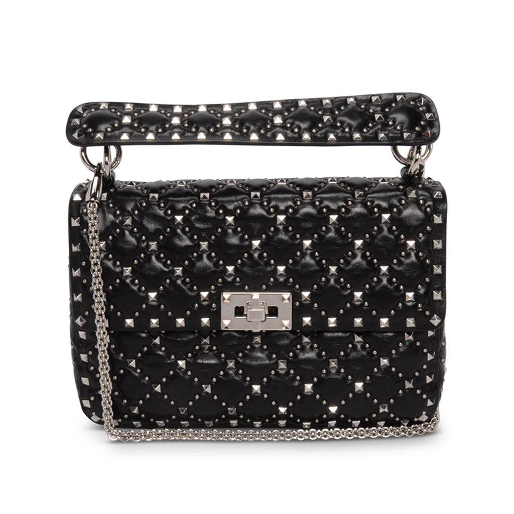 Valentino Black Micro Studs Medium Rockstud Spike It Bag