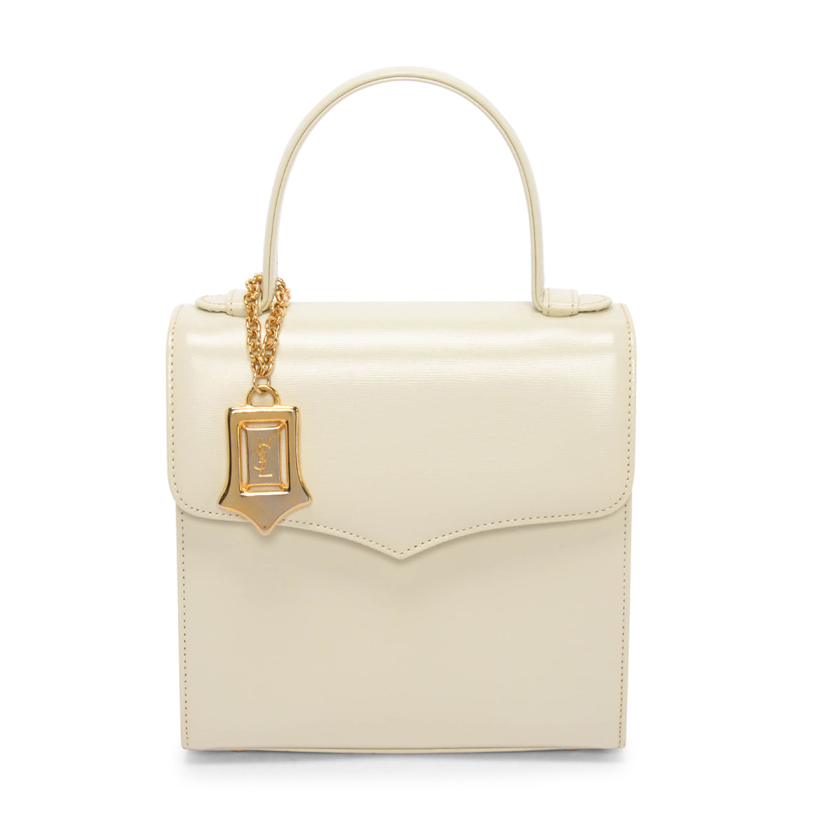 YSL Cream Leather Logo Charm Mini Bag