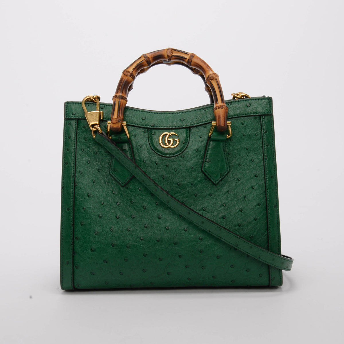 Gucci Green Ostrich Medium Diana Bag