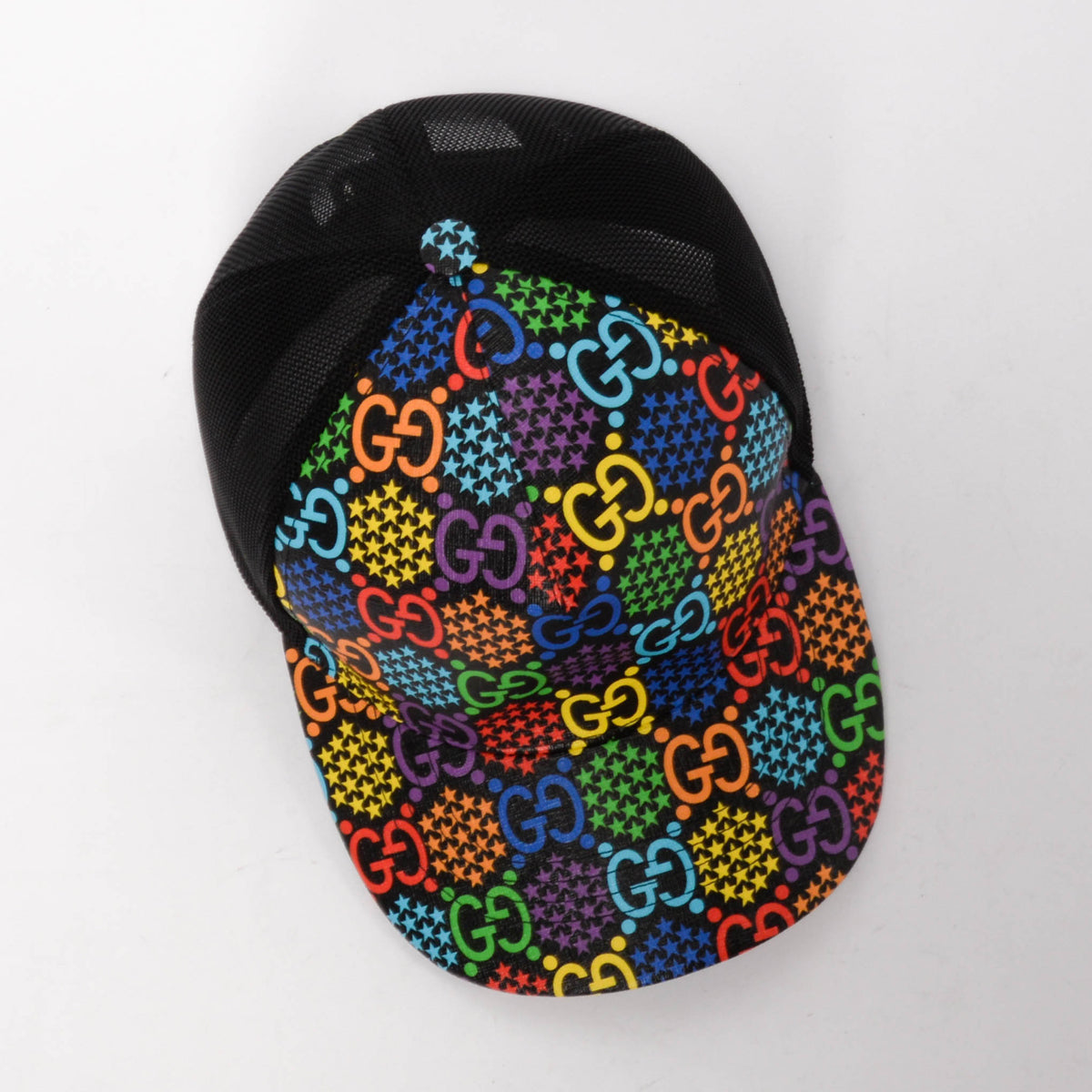 Gucci Black Coated Canvas Psychedelic GG Baseball Cap