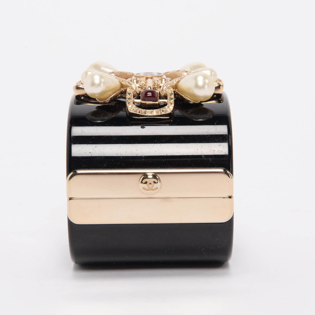 Chanel Black Resin Pearl & Gripoix CC Cuff