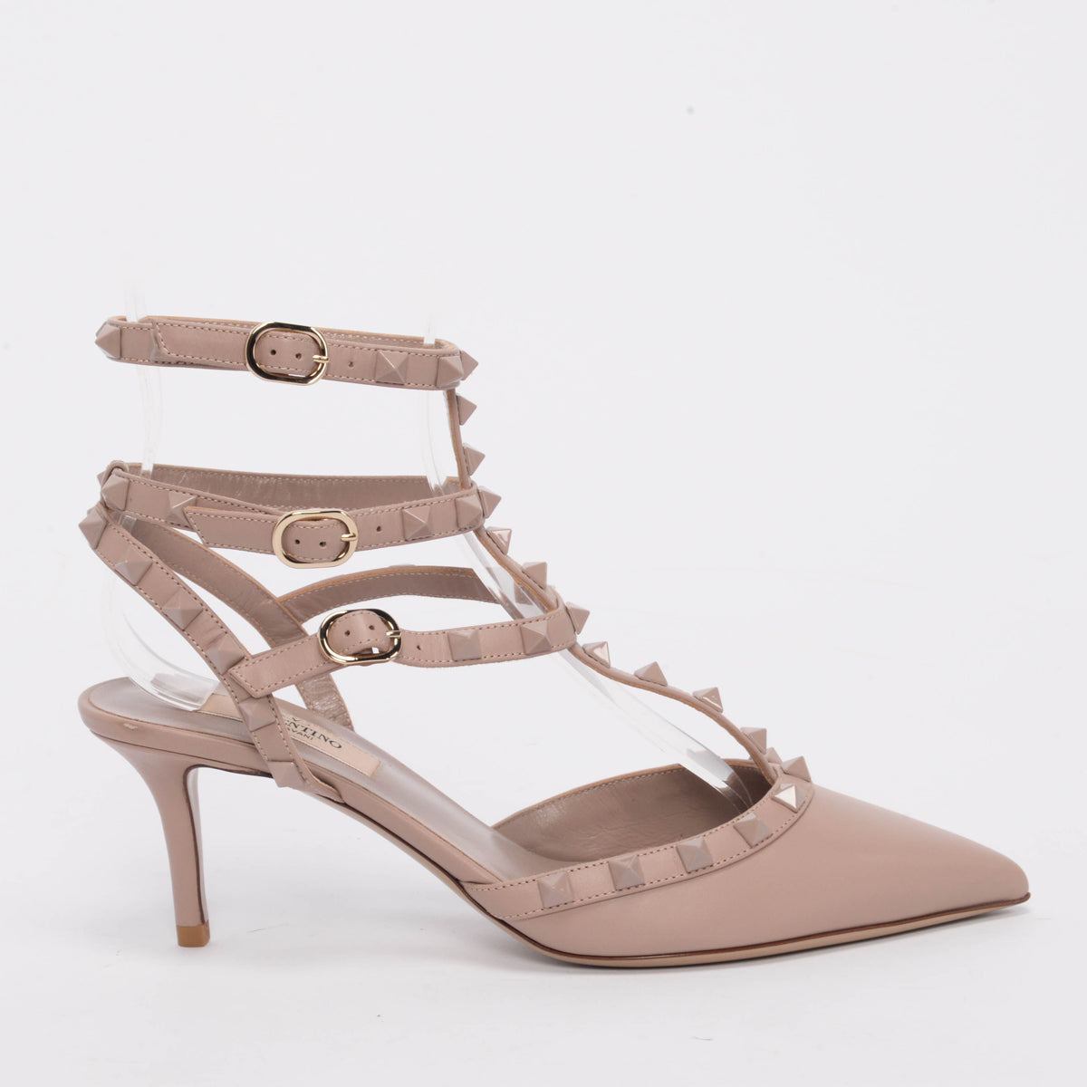 Valentino Poudre Calfskin Rockstud Cage Pumps 38