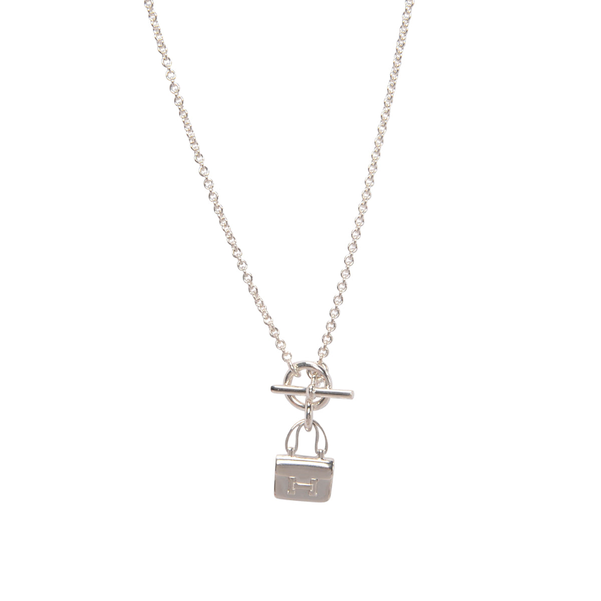 Hermes Sterling Silver Amulettes Constance Pendant Necklace