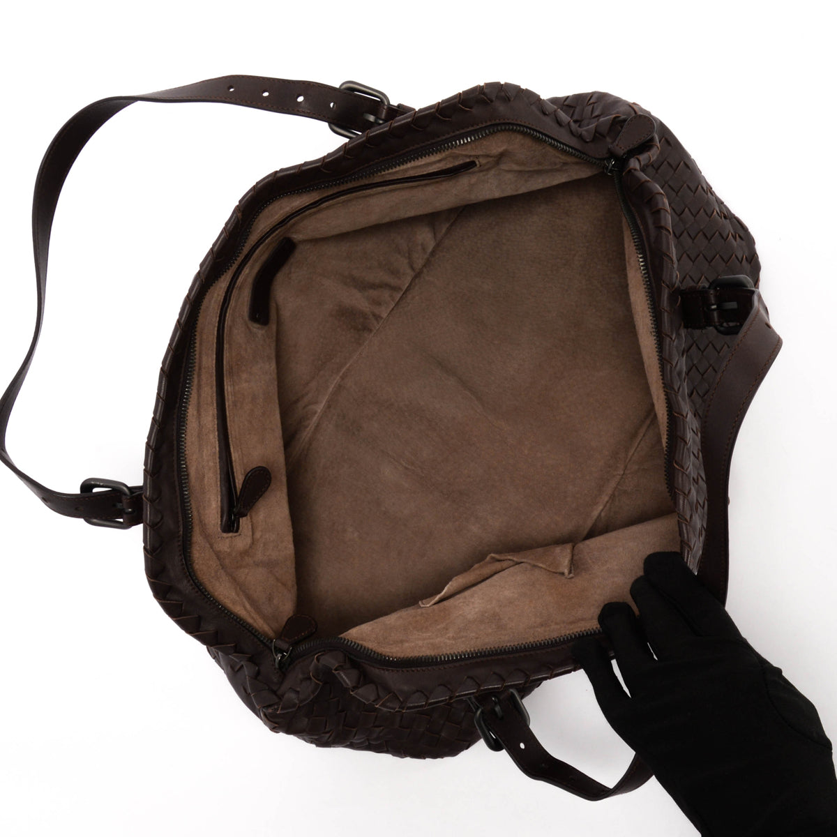 Bottega Veneta Chocolate Brown Intrecciato Large Boston Bag