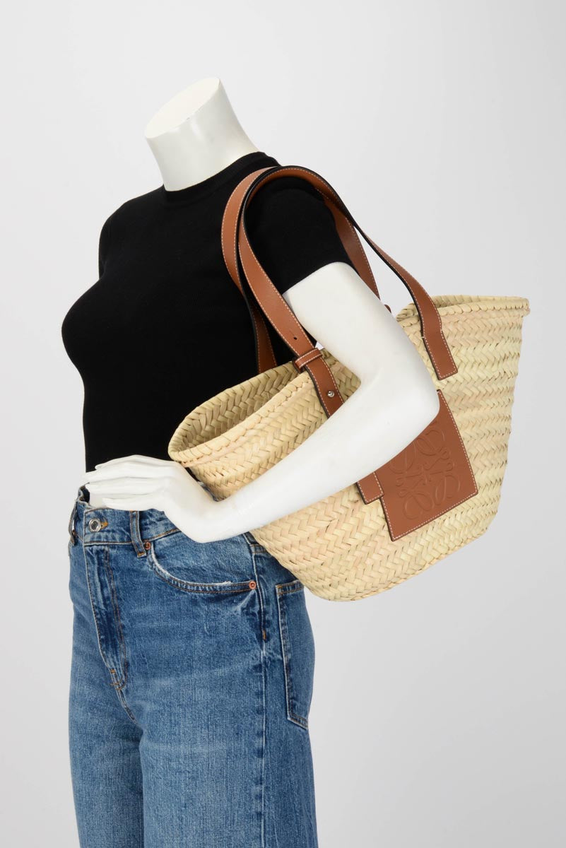 Loewe Tan Raffia Medium Basket Tote