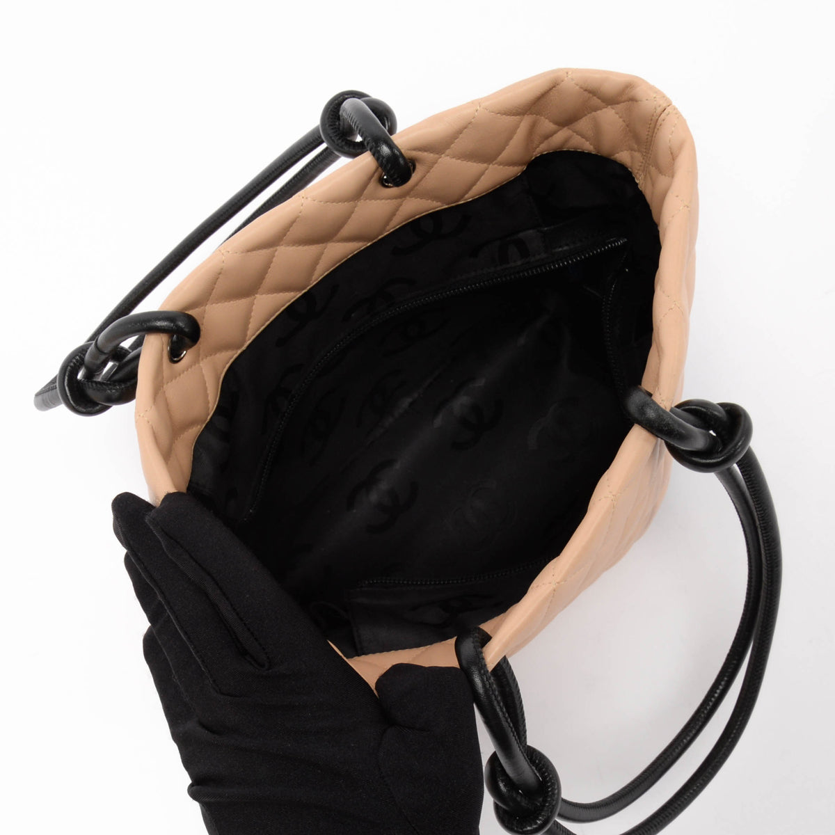 Chanel Beige Quilted Calfskin Medium Cambon Tote