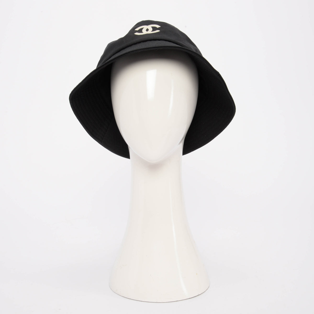 Chanel Black Cotton CC Bucket Hat