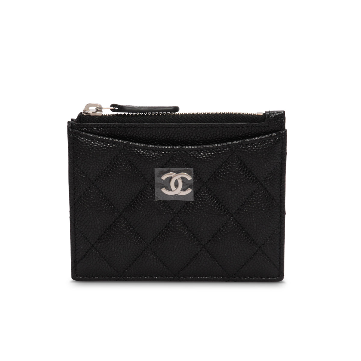Chanel Black Quilted Caviar CC Zip Card Holder