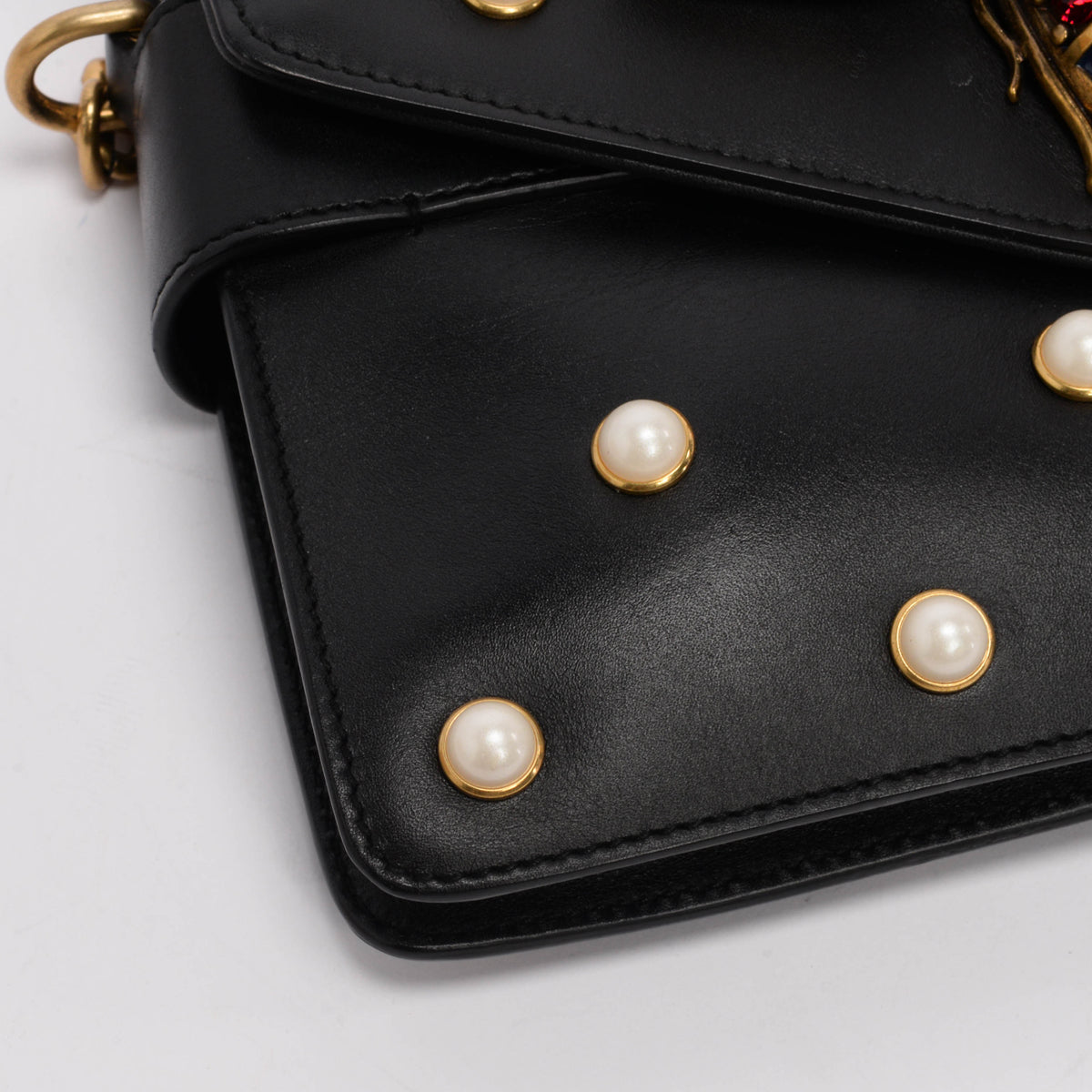 Gucci Black Pearl Studded Mini Queen Margaret Broadway Bag