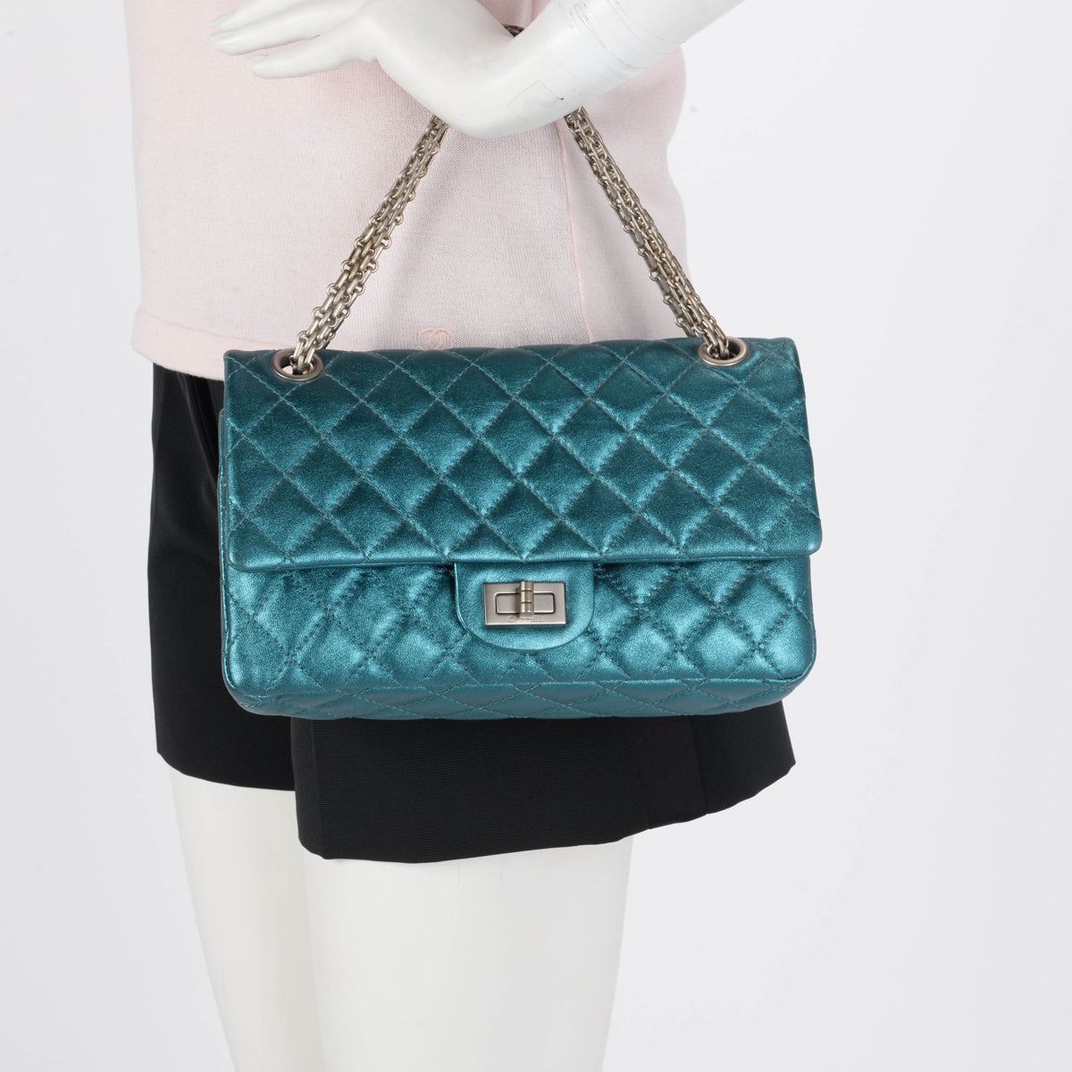 Chanel Teal Metallic Calfskin 2.55 Reissue 225 Bag