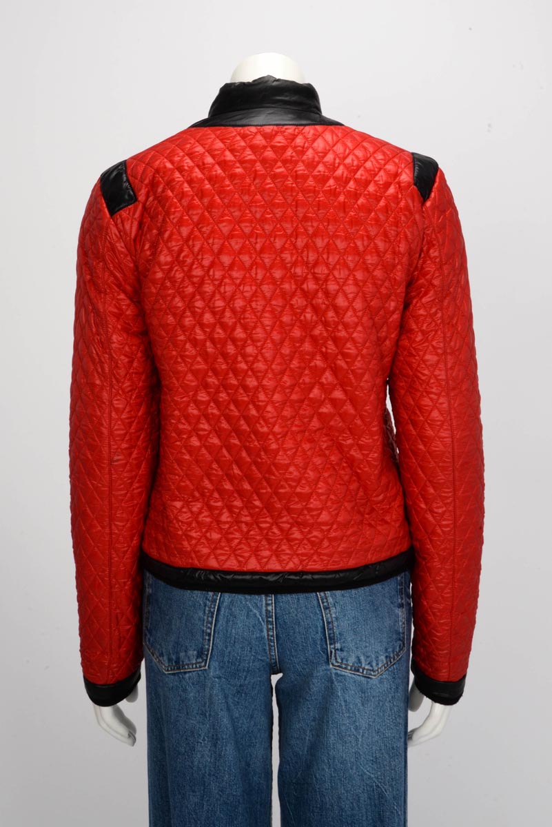 Chanel Black & Red Quilted Nylon Reversible CC Jacket FR 38