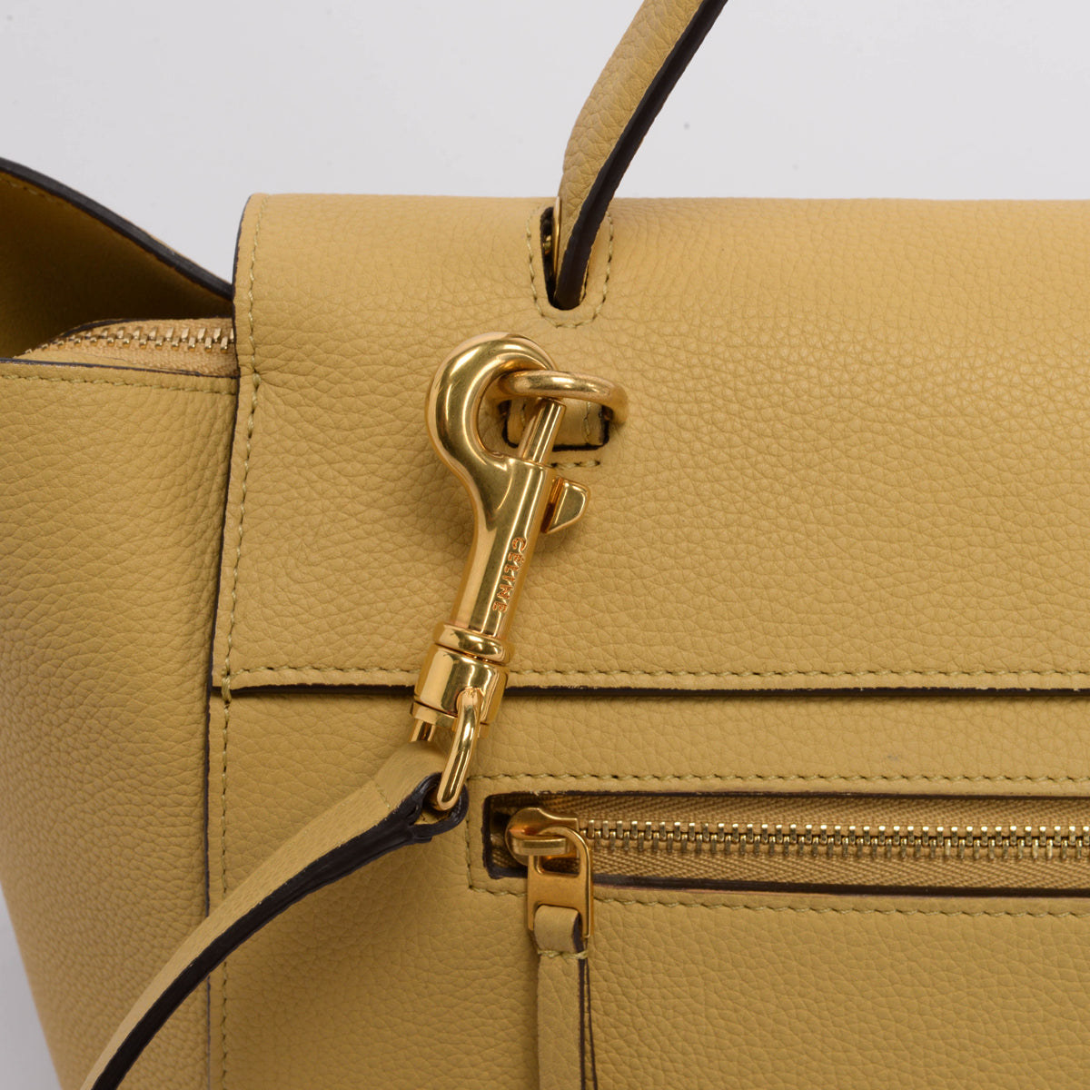 Celine Mustard Grained Calfskin Mini Belt Bag