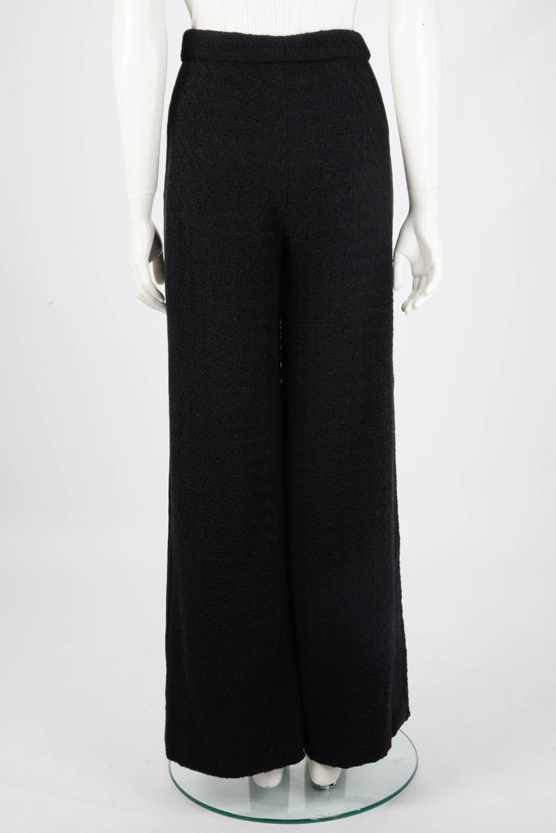 Chanel Black Boucle Tweed Satin Trim Pants FR 36