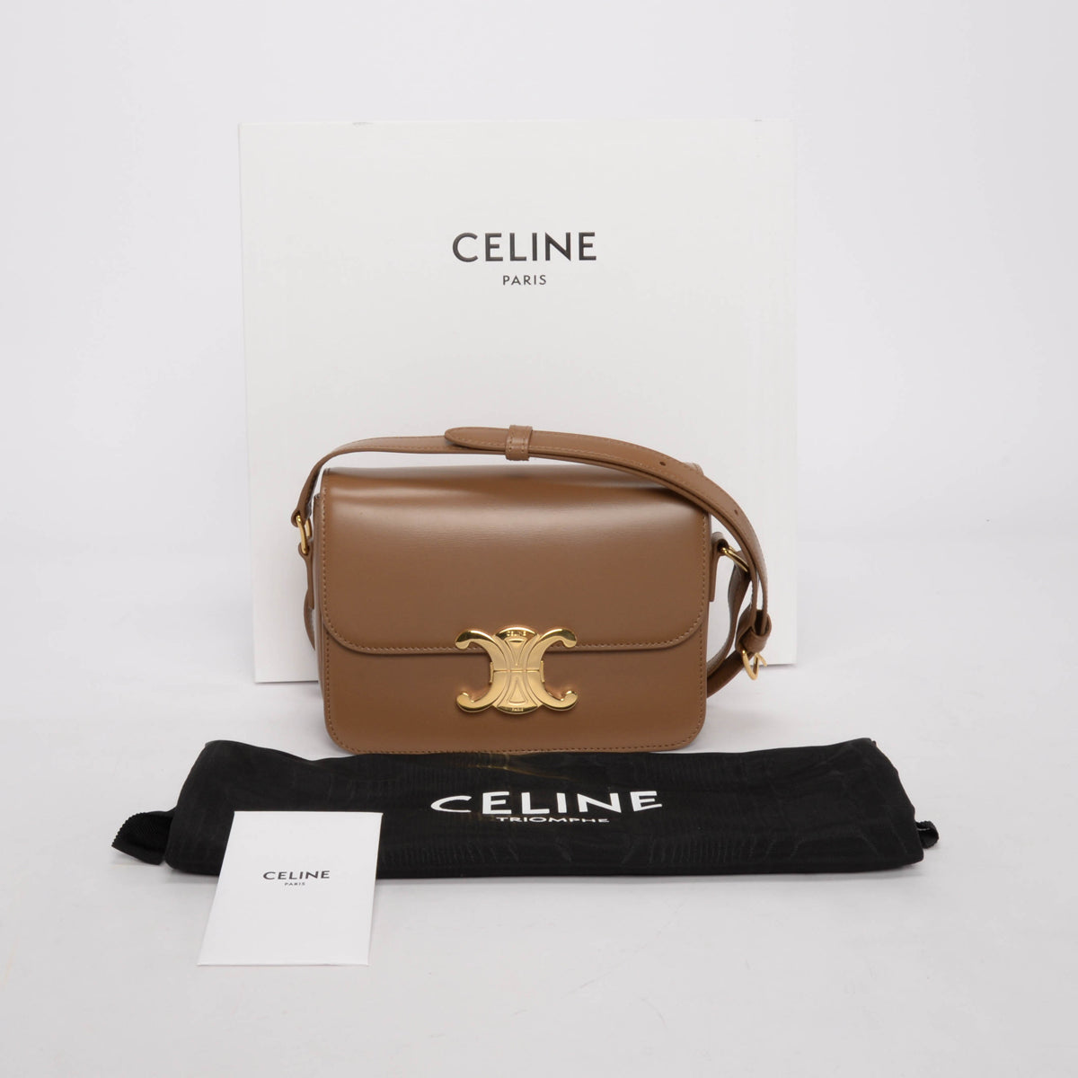 Celine Bronze Calfskin Teen Triomphe Bag