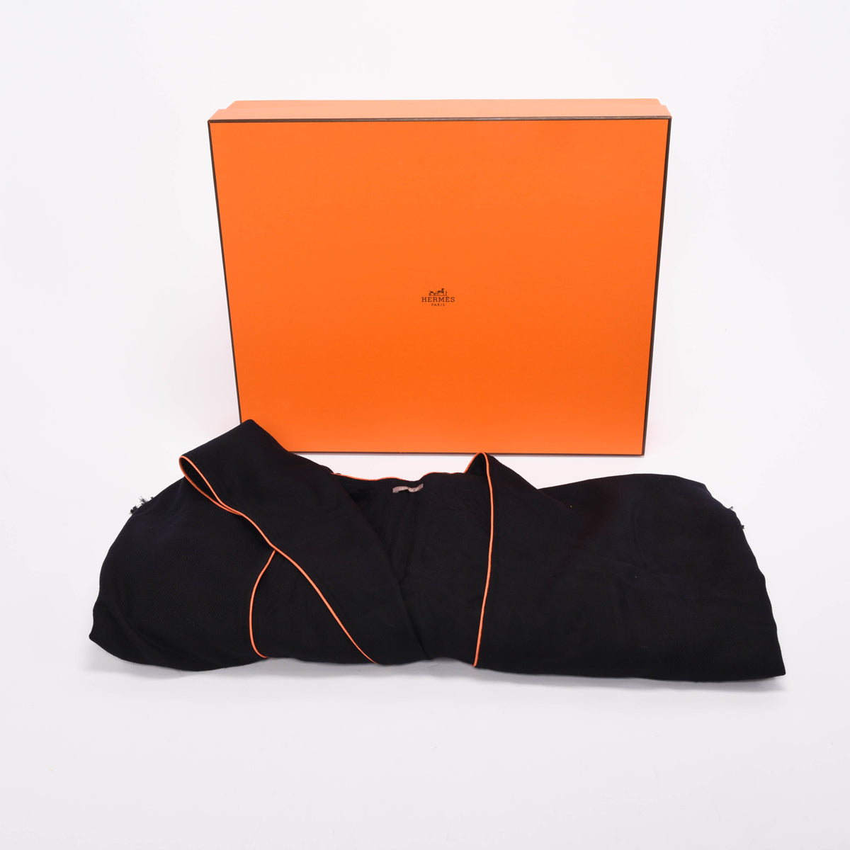 Hermes Black Cashmere Petit H Libris Cape Shawl