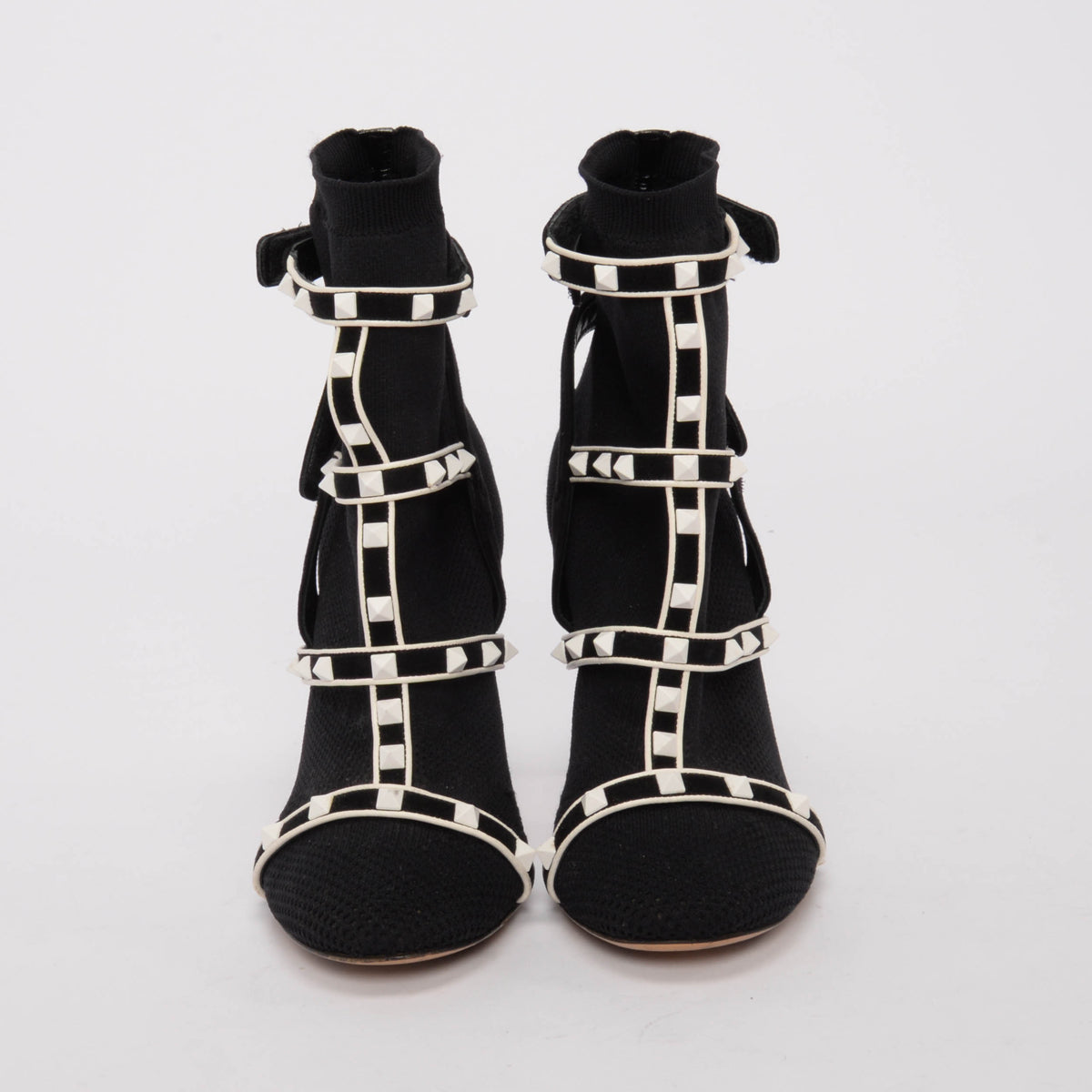 Valentino Black & White Bodytech Rockstud Sock Boots 39