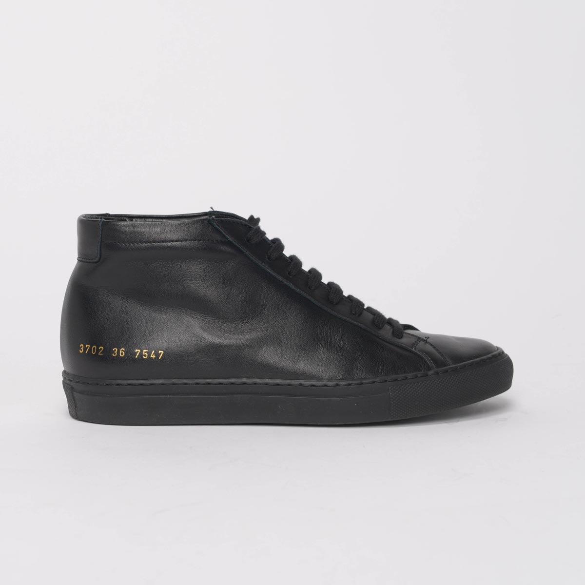 Common Projects Black Leather Achilles Mid Sneakers 36