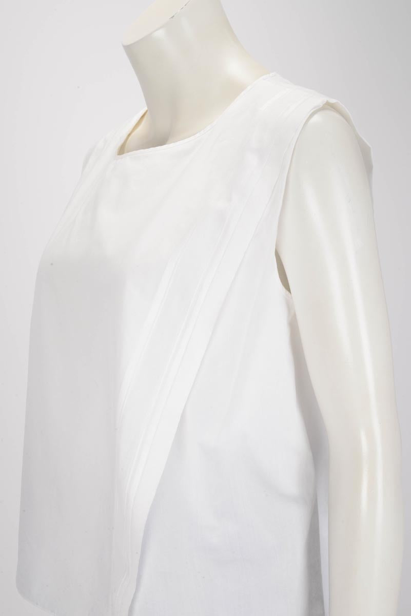 Hermes White Cotton Wrap Front Top FR 36