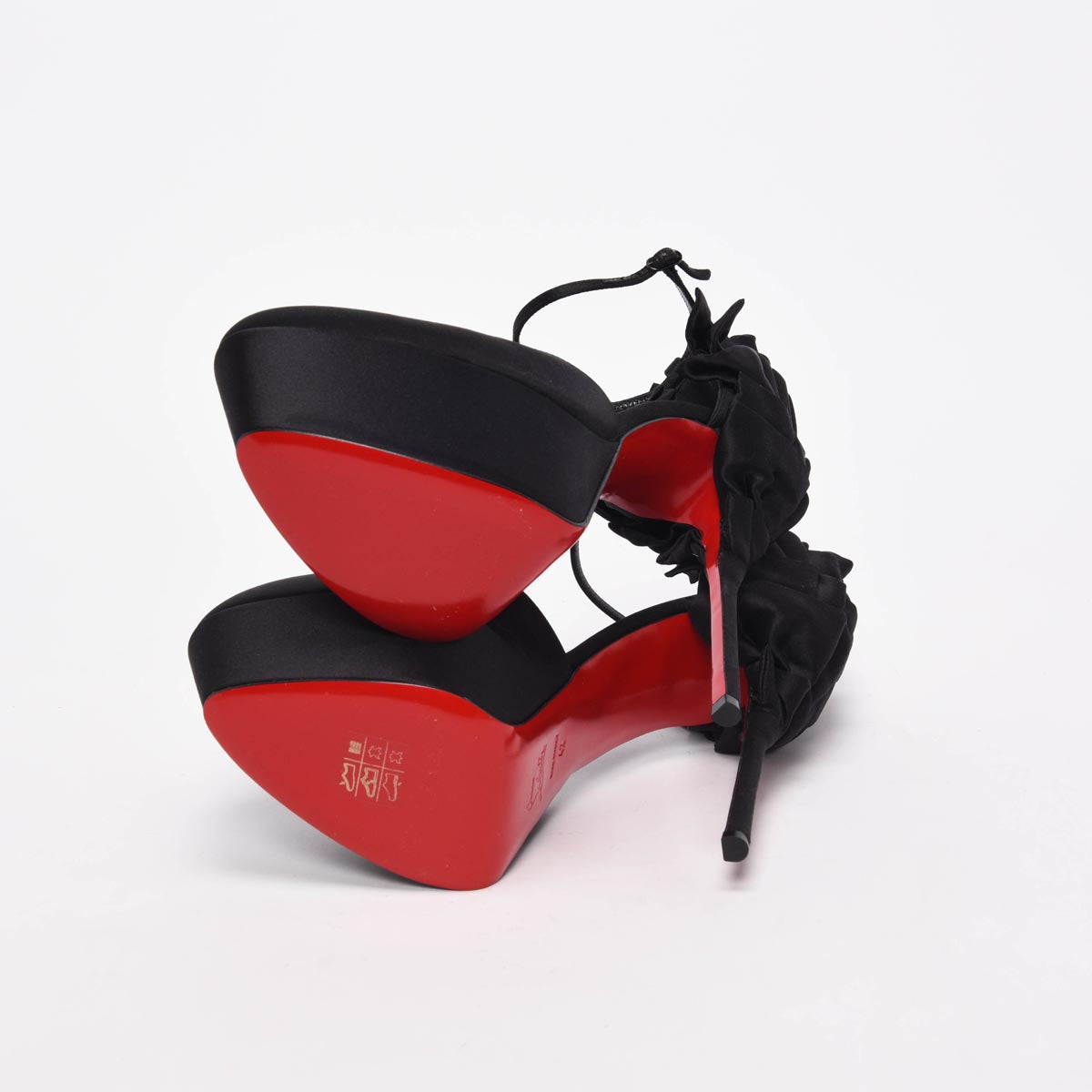 Christian Louboutin Black Satin Maria Frou Alta Platform Pumps 42