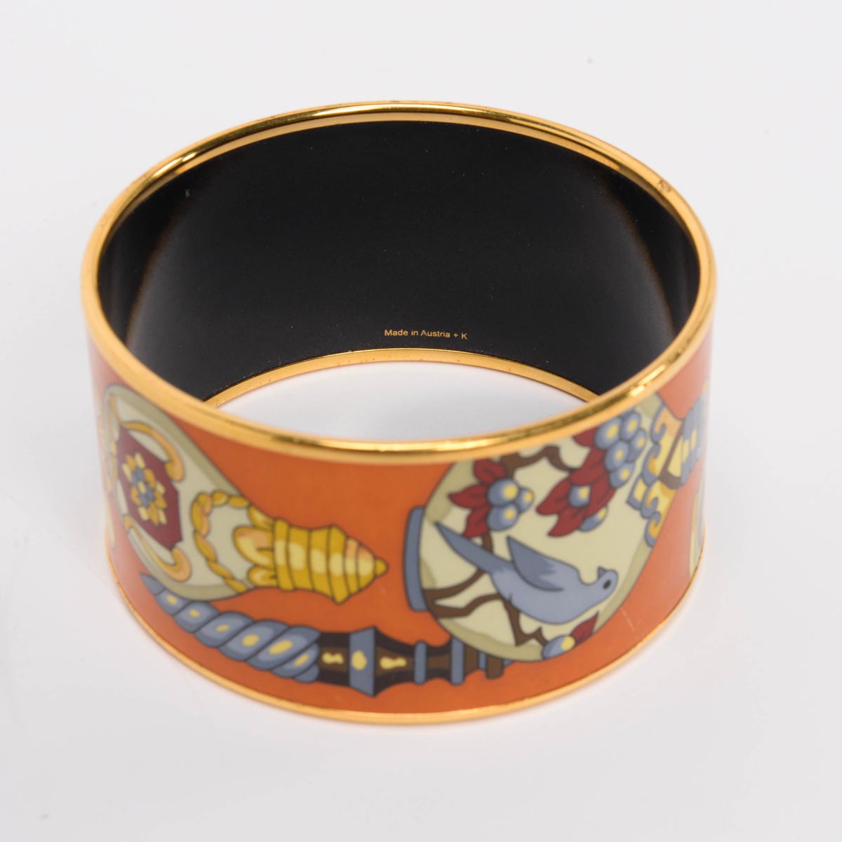 Hermes Orange Enamel Flacons Extra Wide Bangle