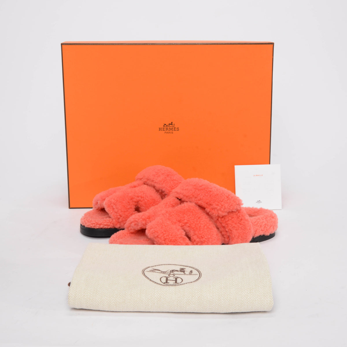 Hermes Rose du Désert Shearling Chypre Sandals 38