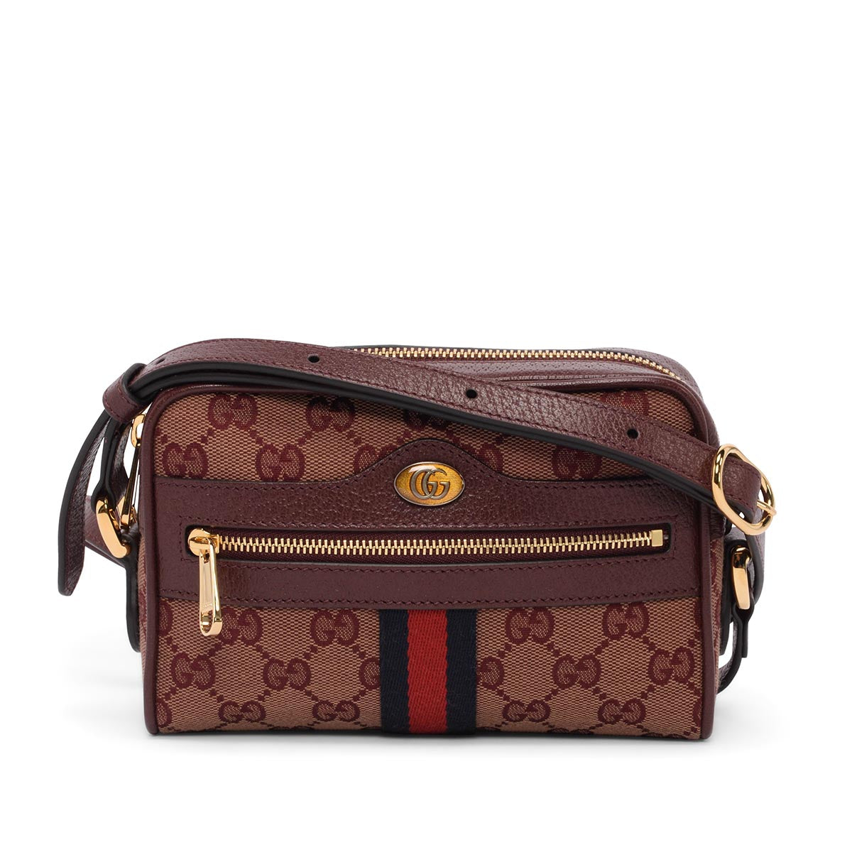 Gucci Burgundy GG Supreme Mini Ophidia Bag