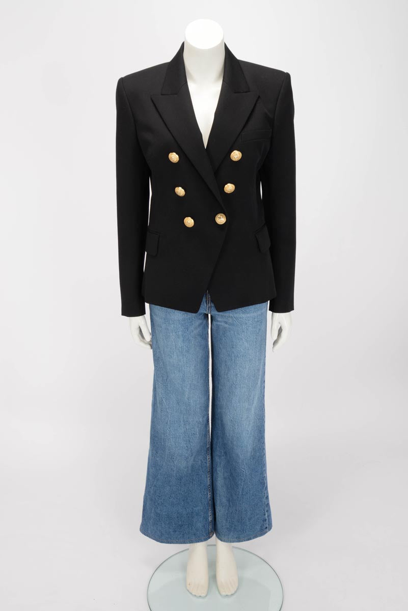 Balmain Black Wool Twill Classic DB Blazer FR 44