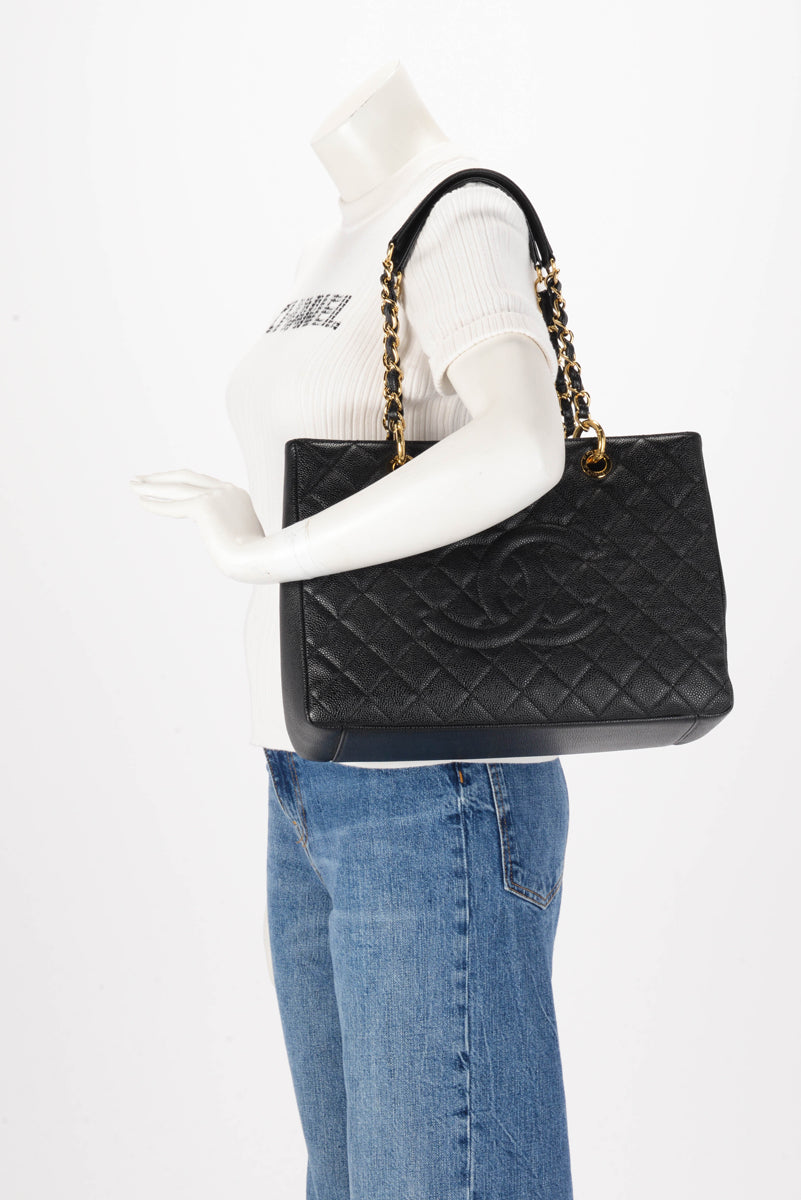 Chanel Black Quilted Caviar Grand Shopping Tote