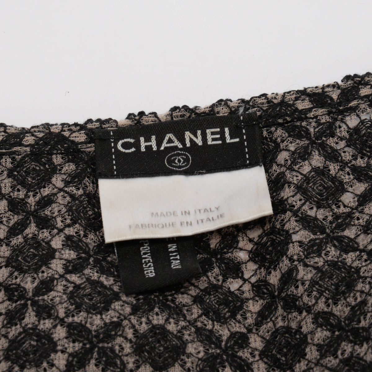 Chanel Black Lace Scoop Neck Top FR 42