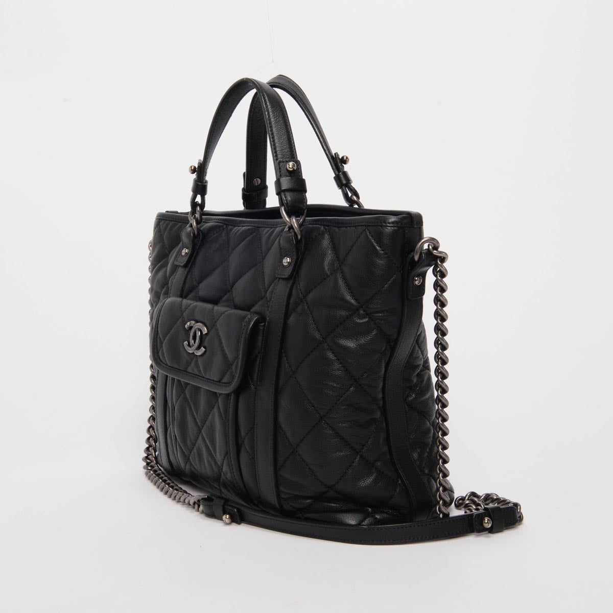 Chanel Black Quilted Calfskin Small Casual Riviera Tote
