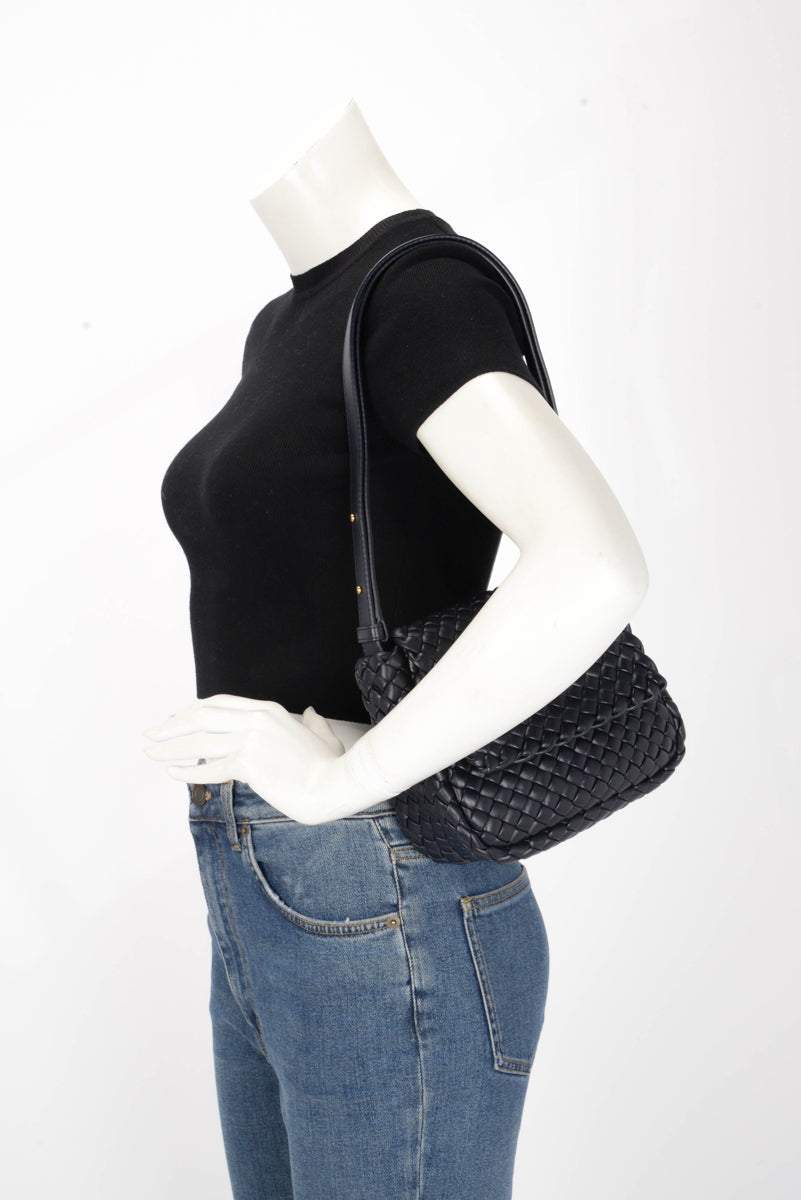 Bottega Veneta Navy Intrecciato Small Cobble Bag