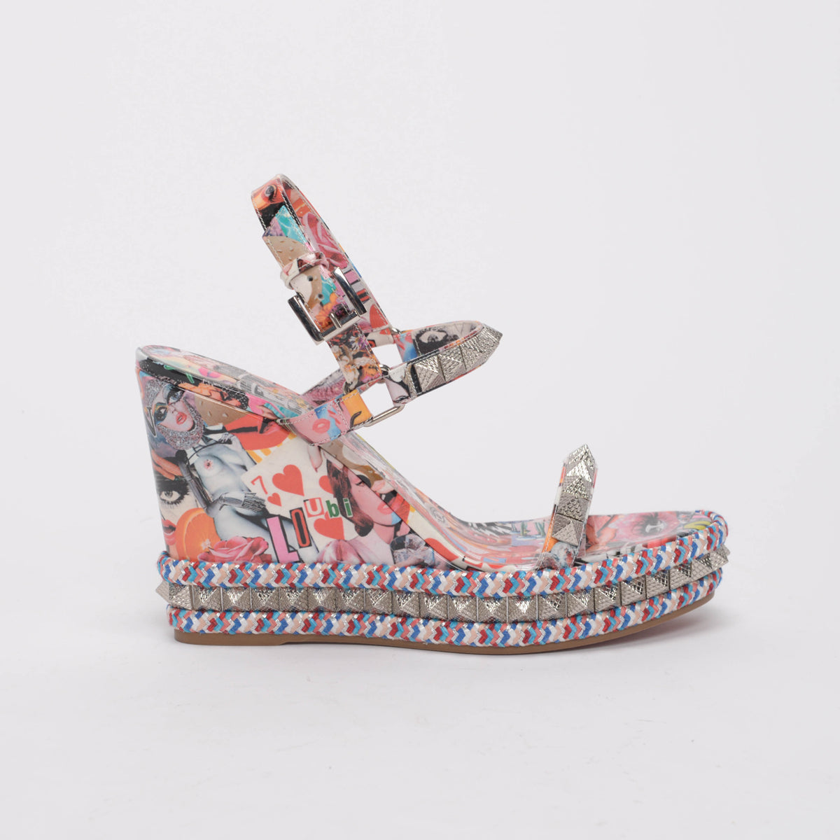 Christian Louboutin Multi Colour Patent Pyraclou Xtian Wedges 41