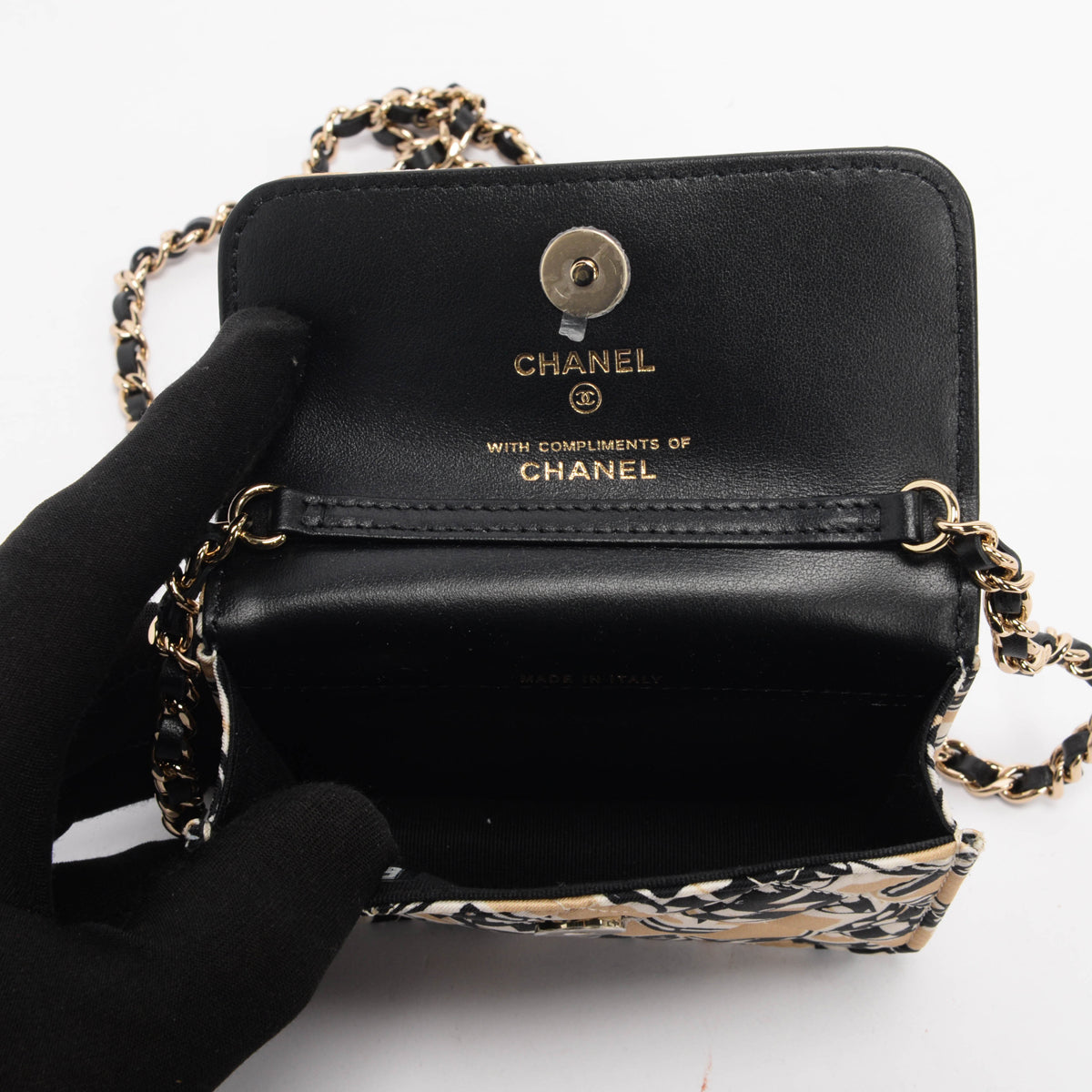 Chanel Beige Checkered Flag Print Bag